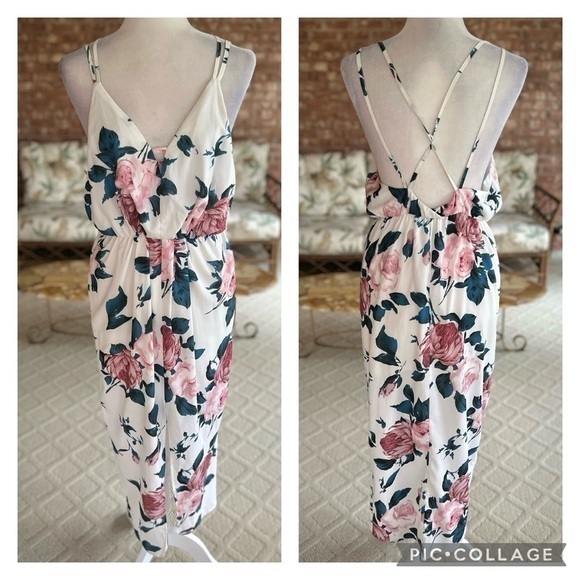 L’Atiste White Floral Crisscross Back Midi Dress M - Picture 1 of 16